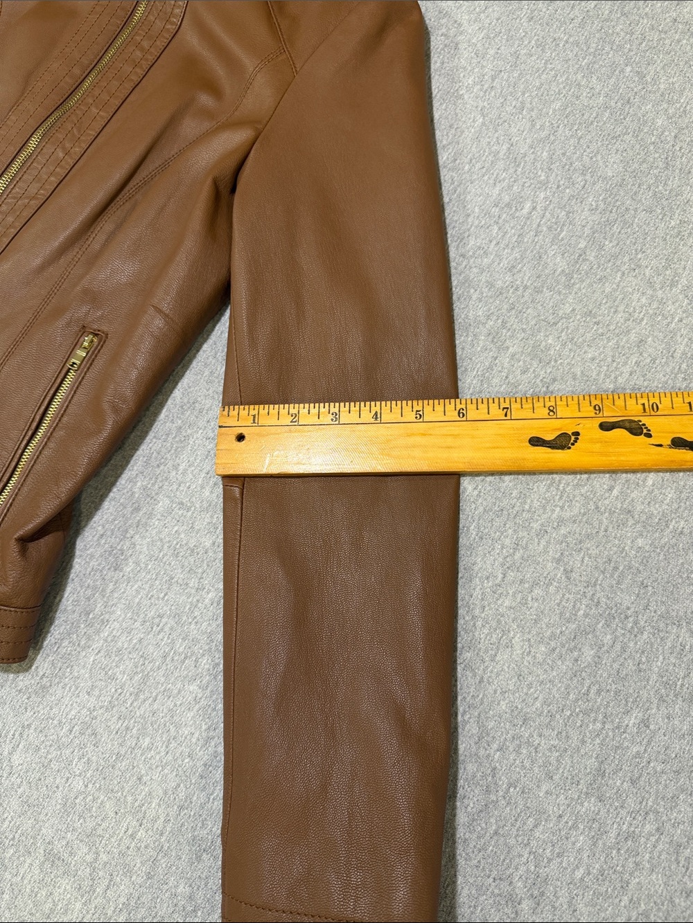 Cole Haan Japan Brown Genuine Leather Moto Jacket Gold Hardware Size M NWOT - Picture 16 of 16